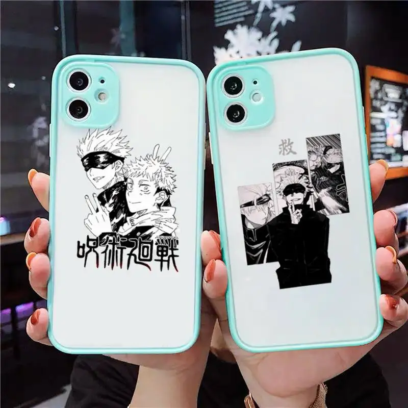 

Jujutsu Kaisen Anime Phone Case For iPhone 12 11 Mini Pro XR XS Max 7 8 Plus X Matte transparent blue Back Cover