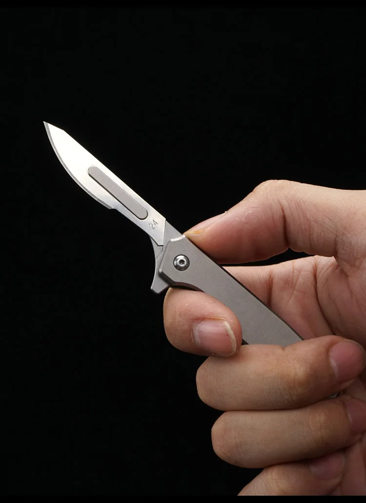 

Medical scalpel with replaceable blade titanium alloy utility knife portable pocket knife