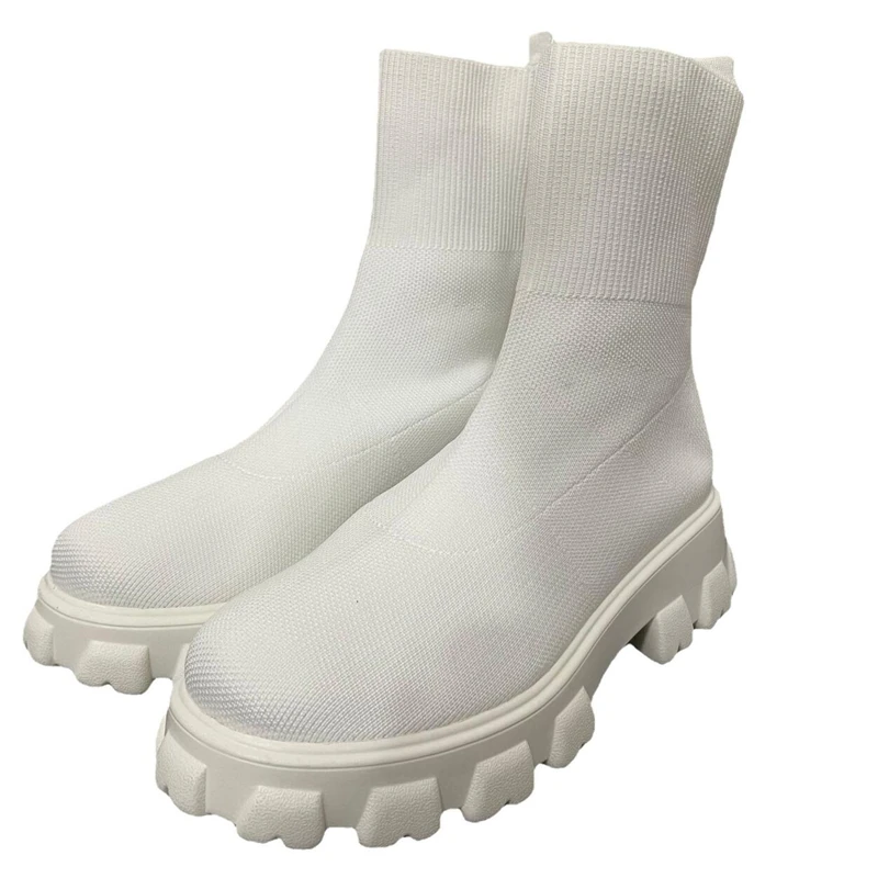 2022 Autumn Winter New Couple Socks Shoes Women Thick-soled Casual Large Size Net Red Knitted Short Boots Women Botas de mujer