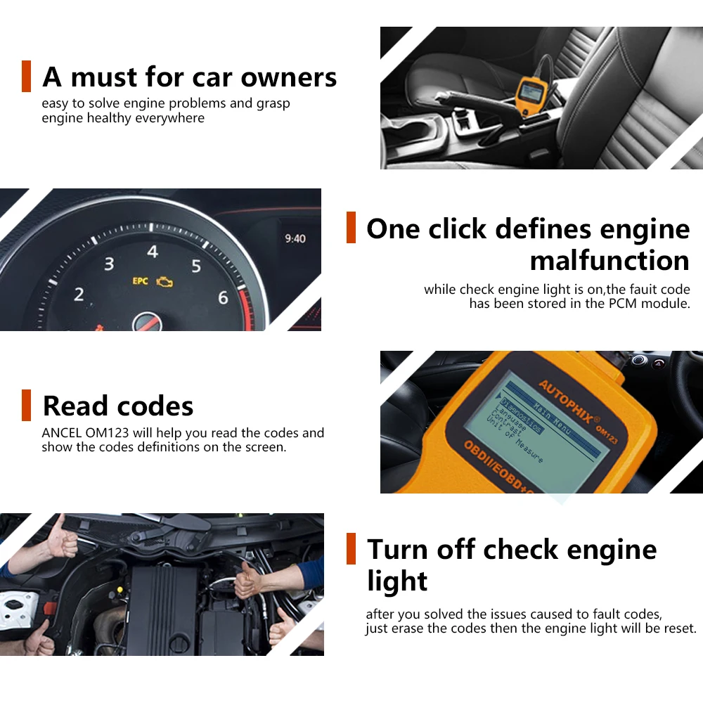 OBD2 Scanner OM123 ODB2 Car Diagnostic OBD 2 Code Reader For OBDll Tool Auto | Автомобили и мотоциклы
