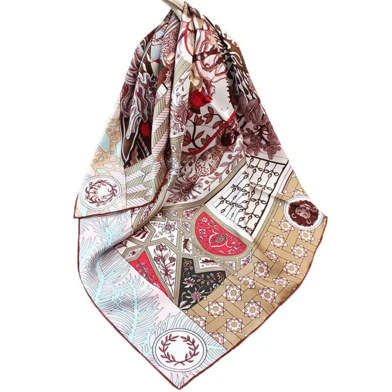 

100% саржевый шелковый шарф, Женский винтажный этнический Племенной Стиль, шаль с принтом человека, хиджаб, сумка для шеи, тюрбан, бандана 35x35 д...