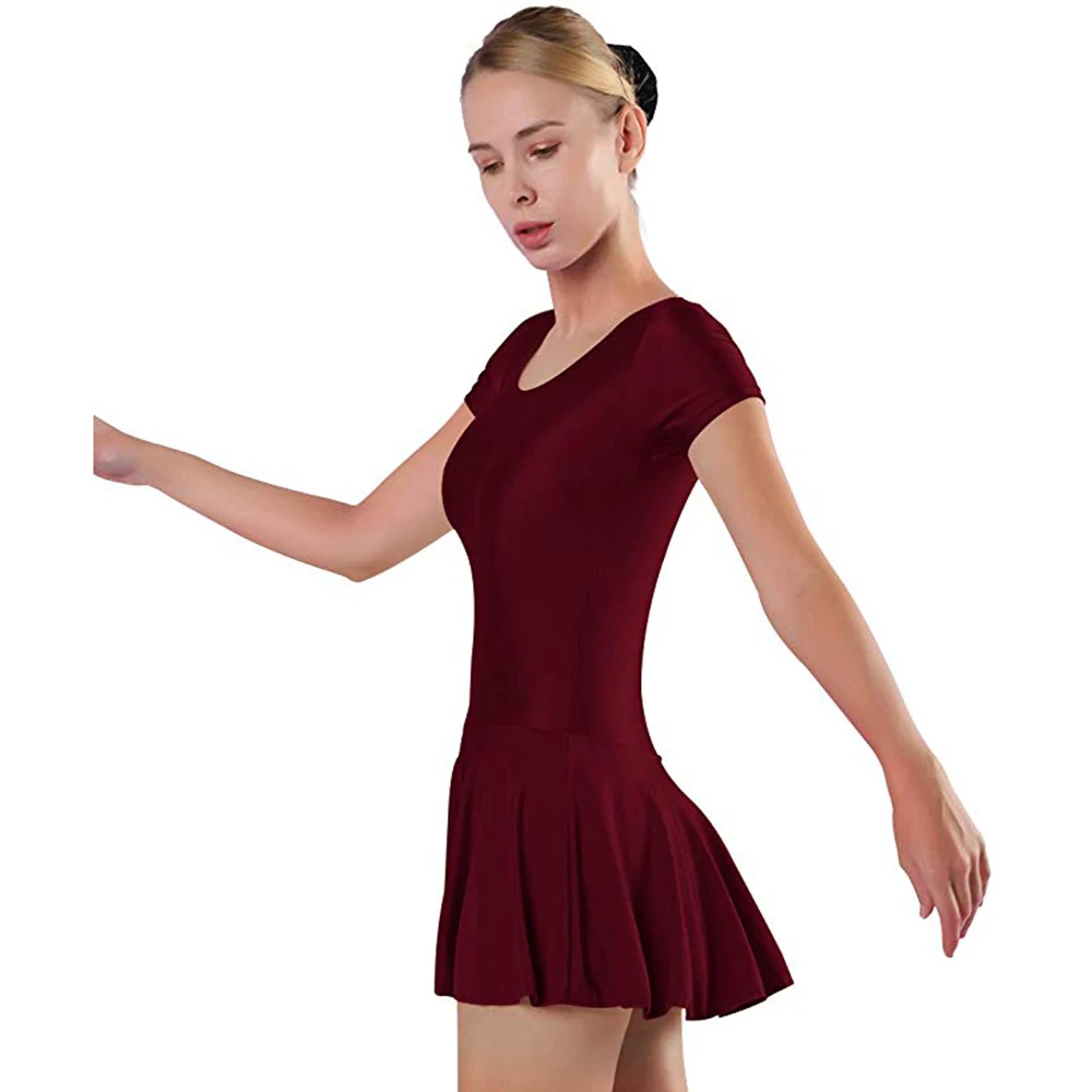 SPEERISE Women Short Sleeve leotards with Skirts Ballet Tutu for Women's Summer Skinny Bodysuits Scoop Neck Ladies | Женская одежда