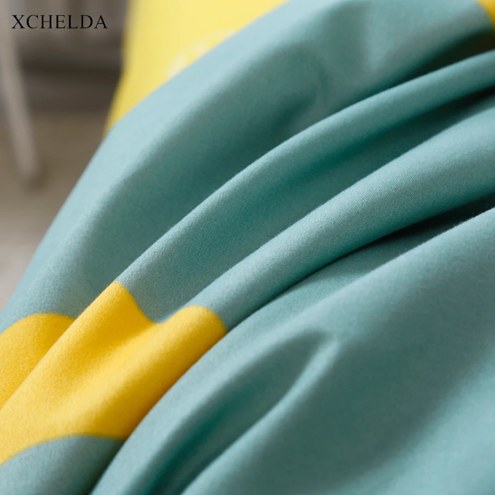 Постельное белье Семья двойной Queen Twin темно-желтого цвета с рисунком ананаса