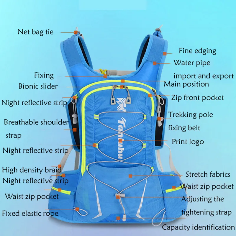 Рюкзак 15л для бега и езды на велосипеде мужчин женщин водонепроницаемый рюкзак