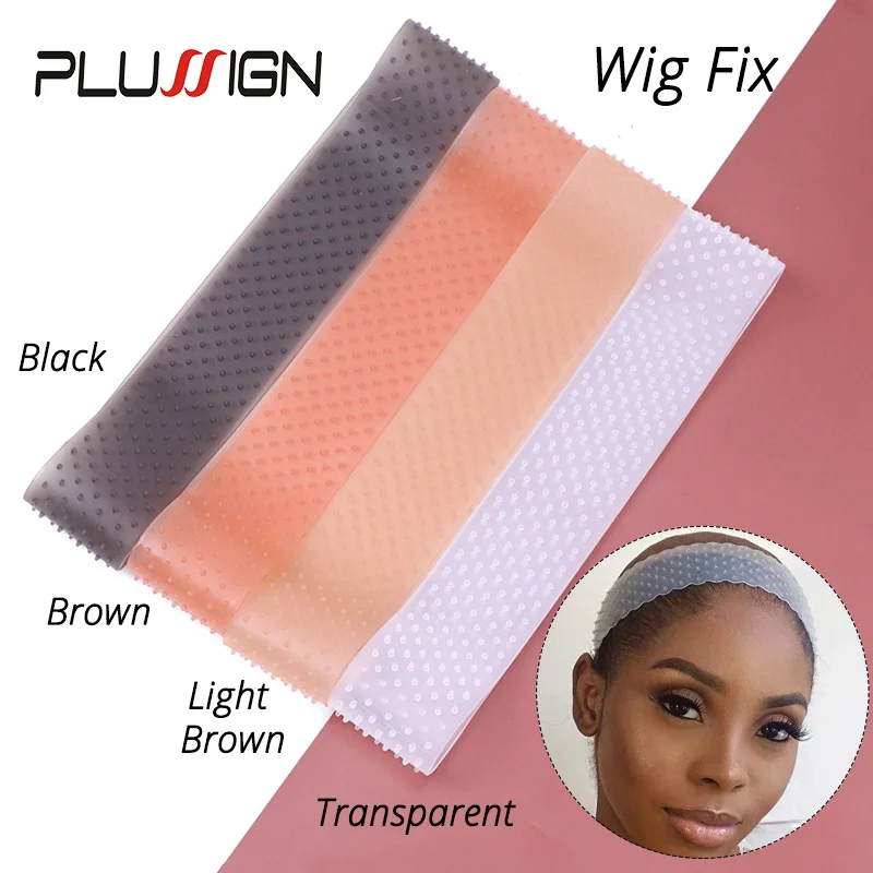 Plussign Transparent Silicone Wig Grip Band L Size Comfort Adjustable Elastic Headband For Lace Wigs Extra Hold 3Pcs |