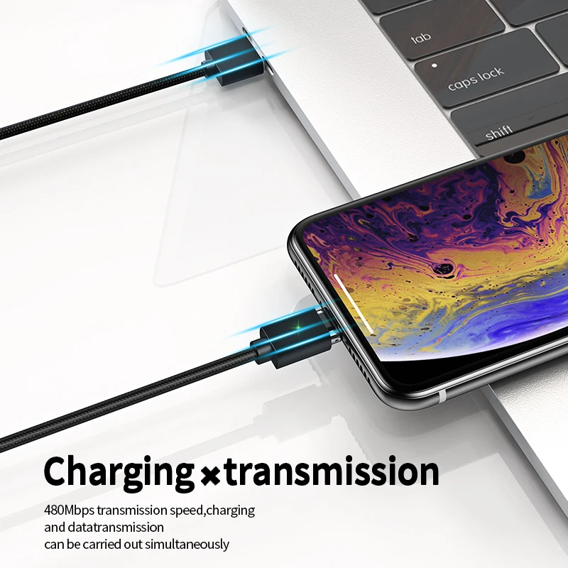 Магнитный USB-кабель OLAF 3A кабель для быстрой зарядки Micro USB Type-C iPhone Samsung Xiaomi Huawei