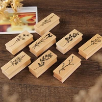 free shipping 20pcs beautiful design wooden rubber flower simple branch stamp seal scrapbook handwrite wedding craft
