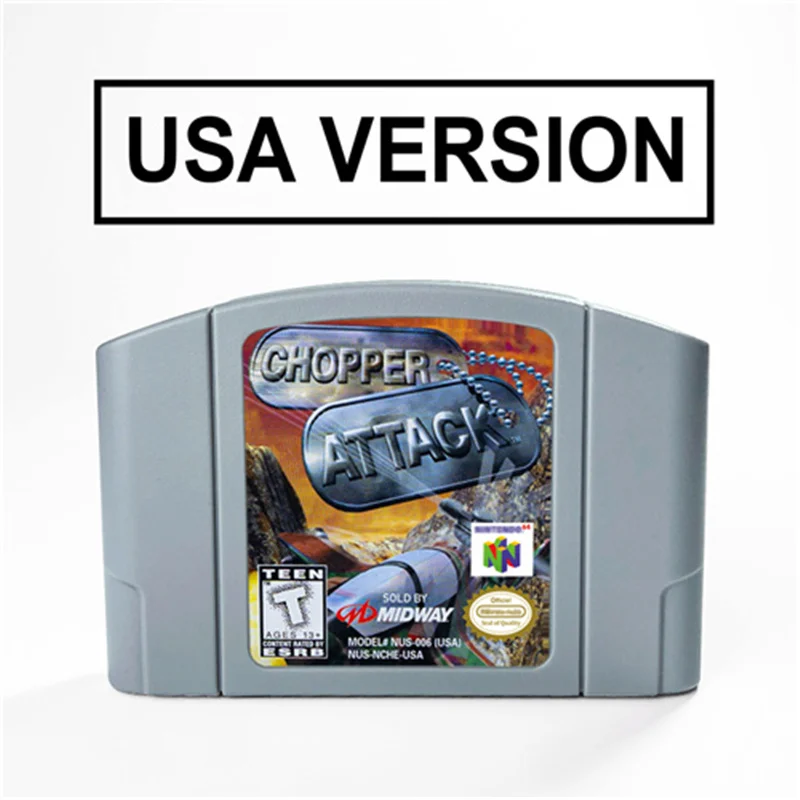 

Картридж для видеоигр Chopper Attack для 64 бит, американская версия, формат NTSC