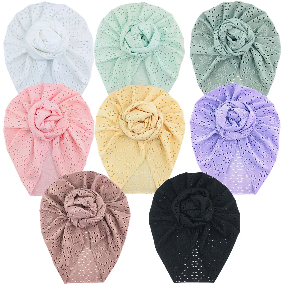 16 шт./Лот модные летние детские шапки-тюрбаны с люверсами шапки для новорожденных