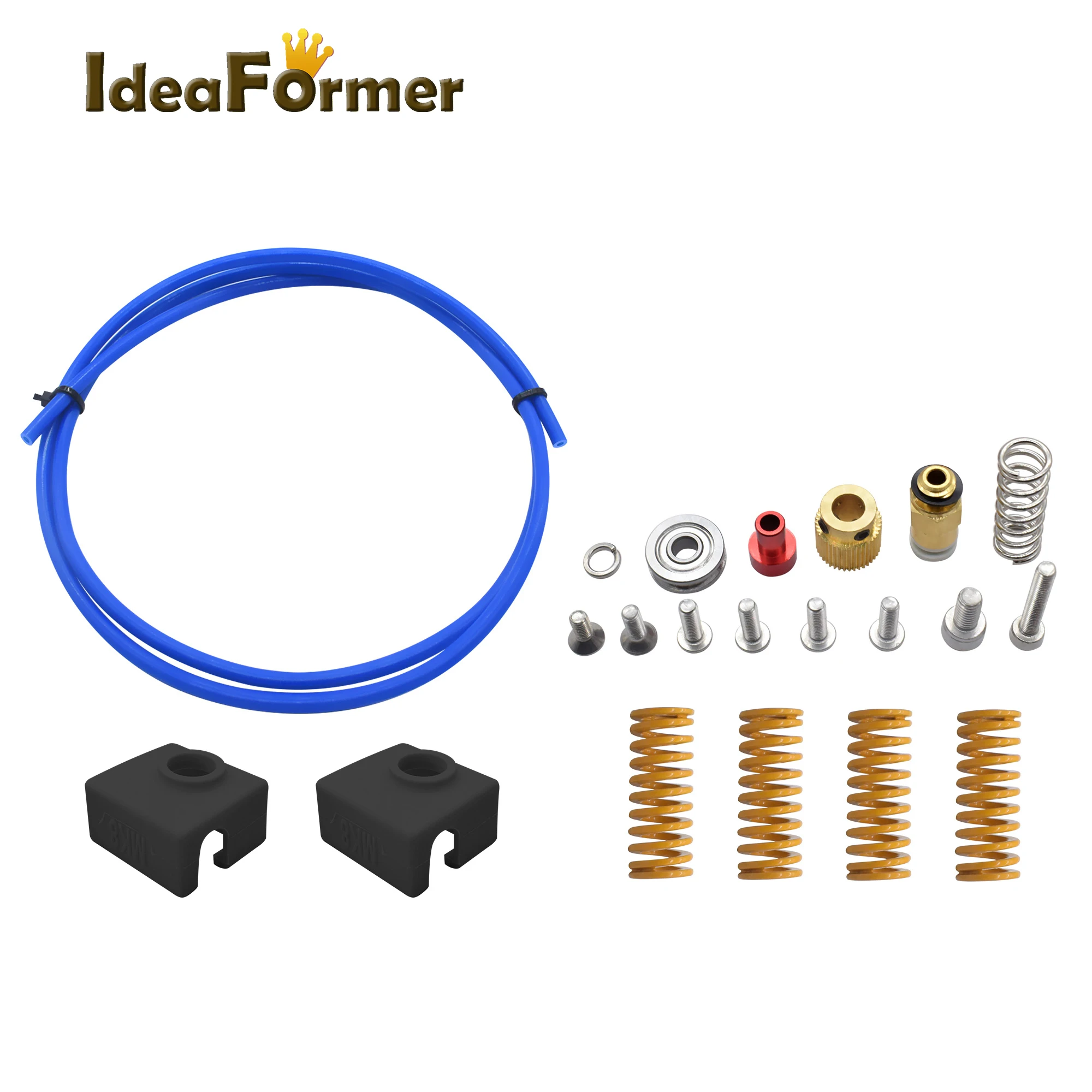 MK8 экструдер Bowden Upgrade Kit Горячая кровать выравнивания пружины+ гаситель двигателя носок+ 1 м синий тефлоновая трубка для Creality Ender 3 CR10 CR10S