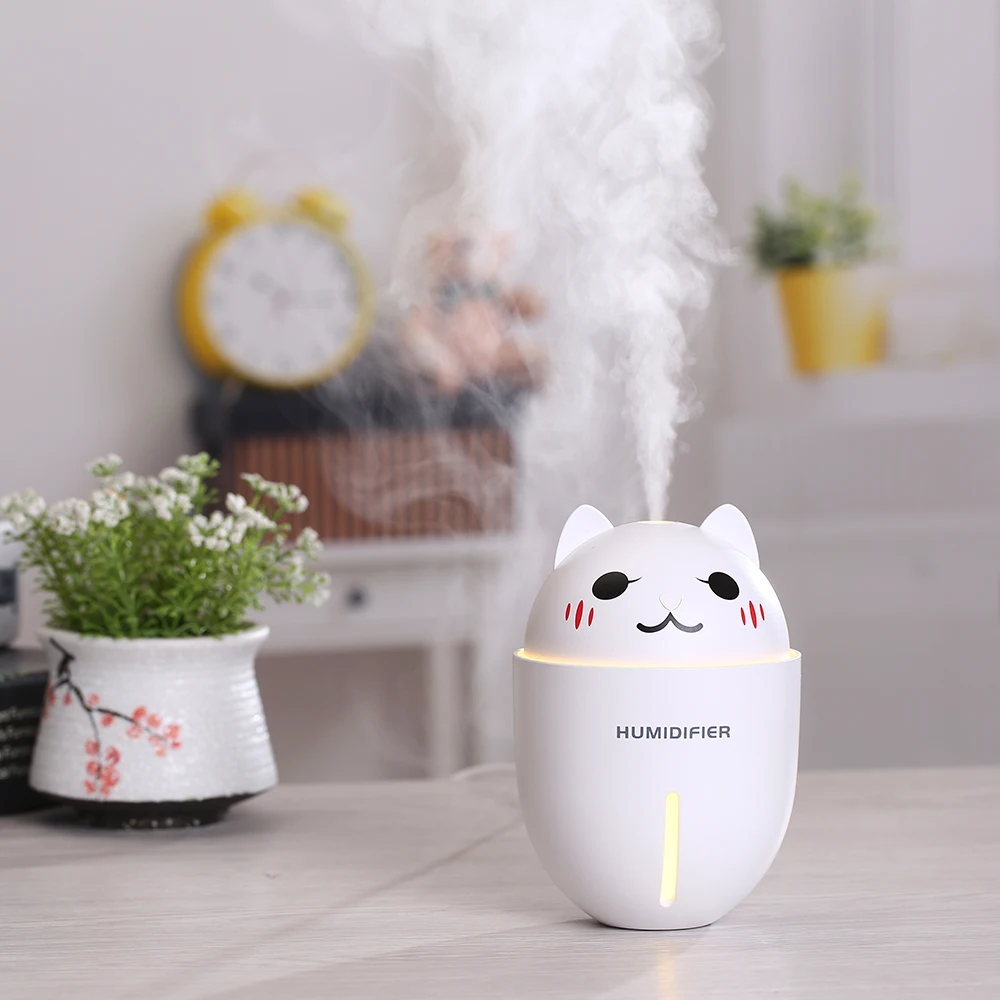 

3 in 1 320ML USB Air Humidifier Ultrasonic Cool-Mist Adorable Pet Mini Humidifier With LED Light Mini USB Fan