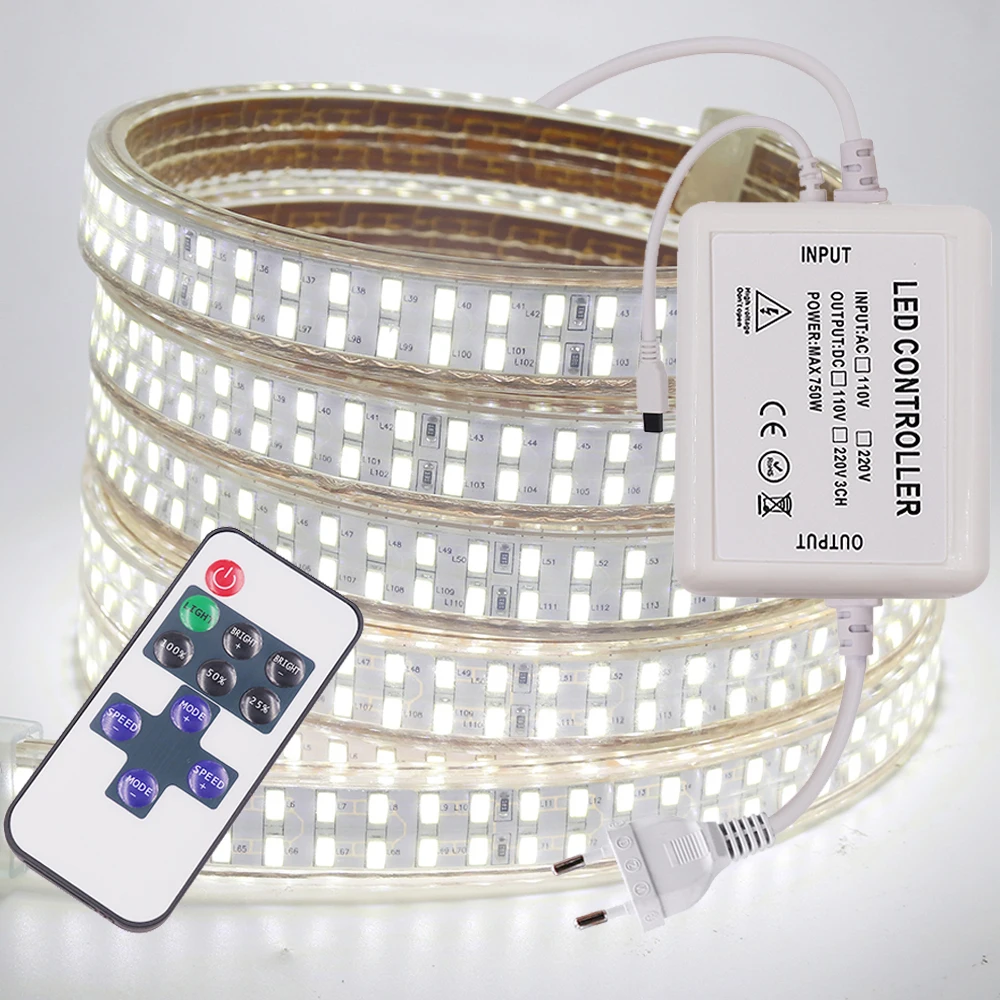 5730 SMD Светодиодная лента светильник 240 светодиодов/м двухрядная 110В 220В гибкая с