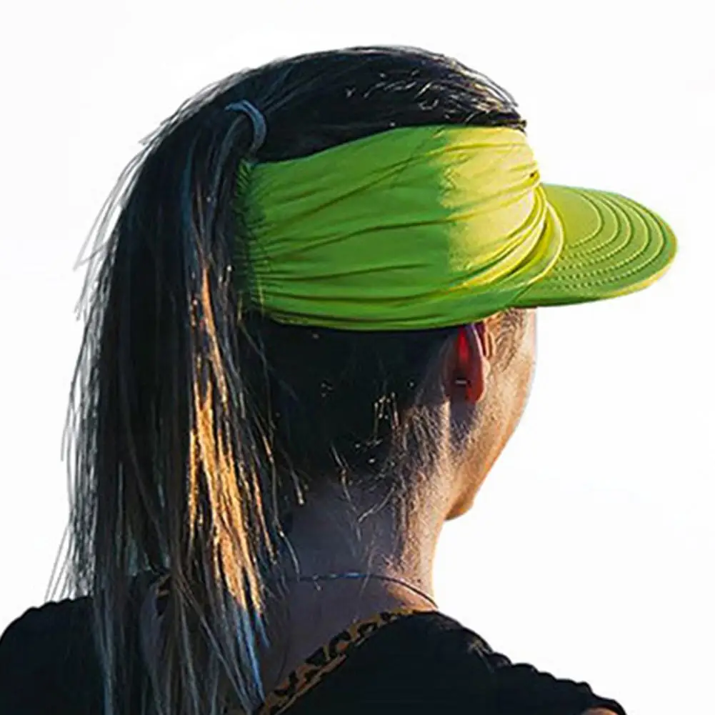 

Summer Women Sun Hat Solid Color Anti-ultraviolet Hollow Out Top Elastic Wide Brim Sun Visor for Outdoor