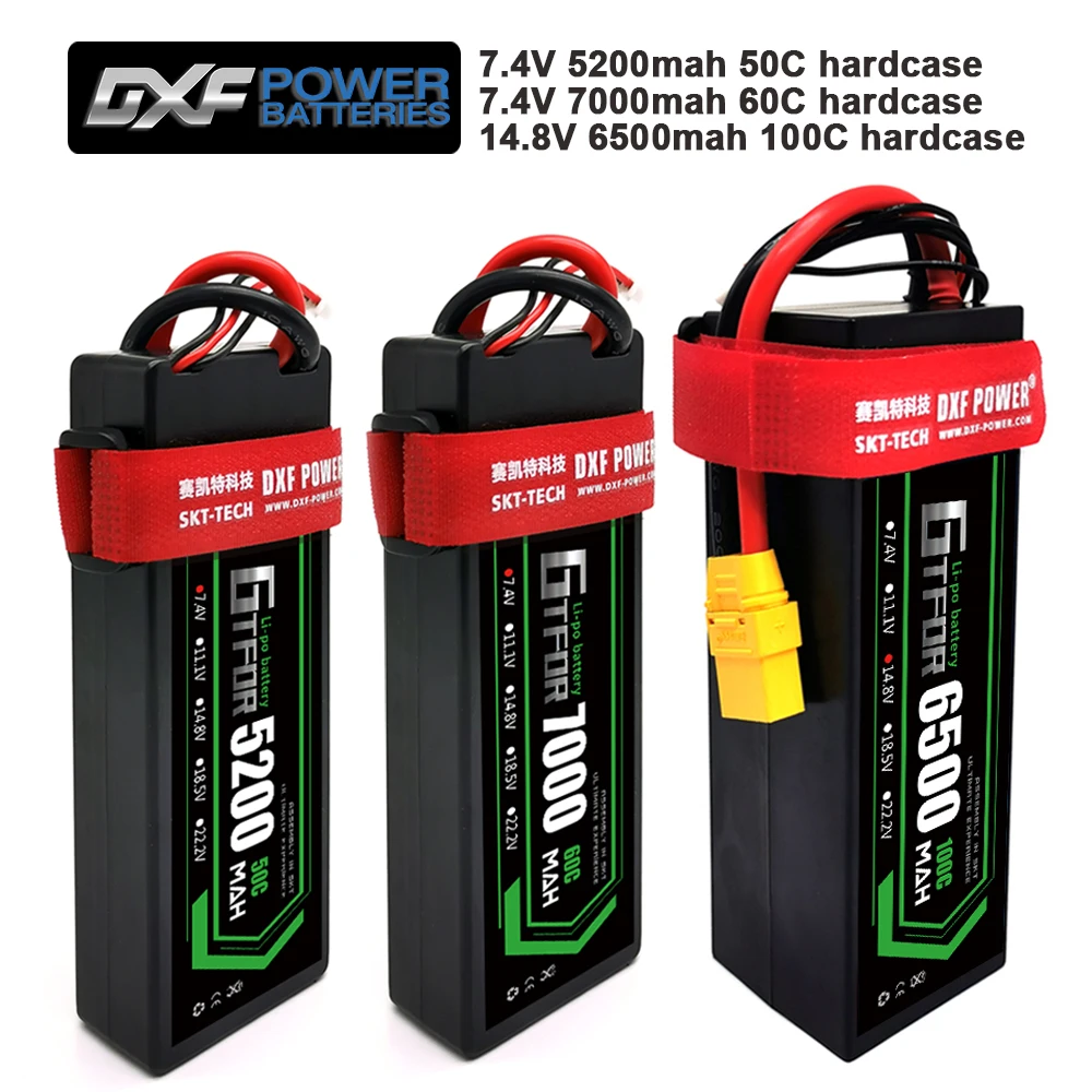 GTFDR Lipo Battery 2S 4S 7,4 V 5200mah 50C/7,4 V 7000mah 60C/ 4S 14,8 V 6500mAh 100C Жесткий Чехол для 1:8 1:10 RC багги Truggy Car