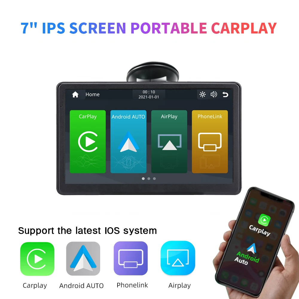 

7Inch 4k+1080P Wireless Carplay Android Auto Bluetooth Linux Dual Cameras AUX rearview camera APP Control Multimedia Player