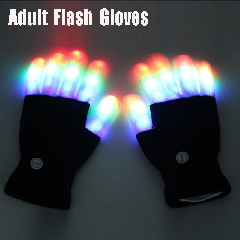 Adult Gloves 1 пара Flash перчатки Novetly светильник на палец перчатки светодиодный мигающая перчатка светится в темноте волшебные игрушки для детей Взрослые вечерние подарки - Цвет: Adult Gloves
