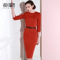 fashion professional slim dress 2021 spring and autumn new thin high end temperament medium length dress