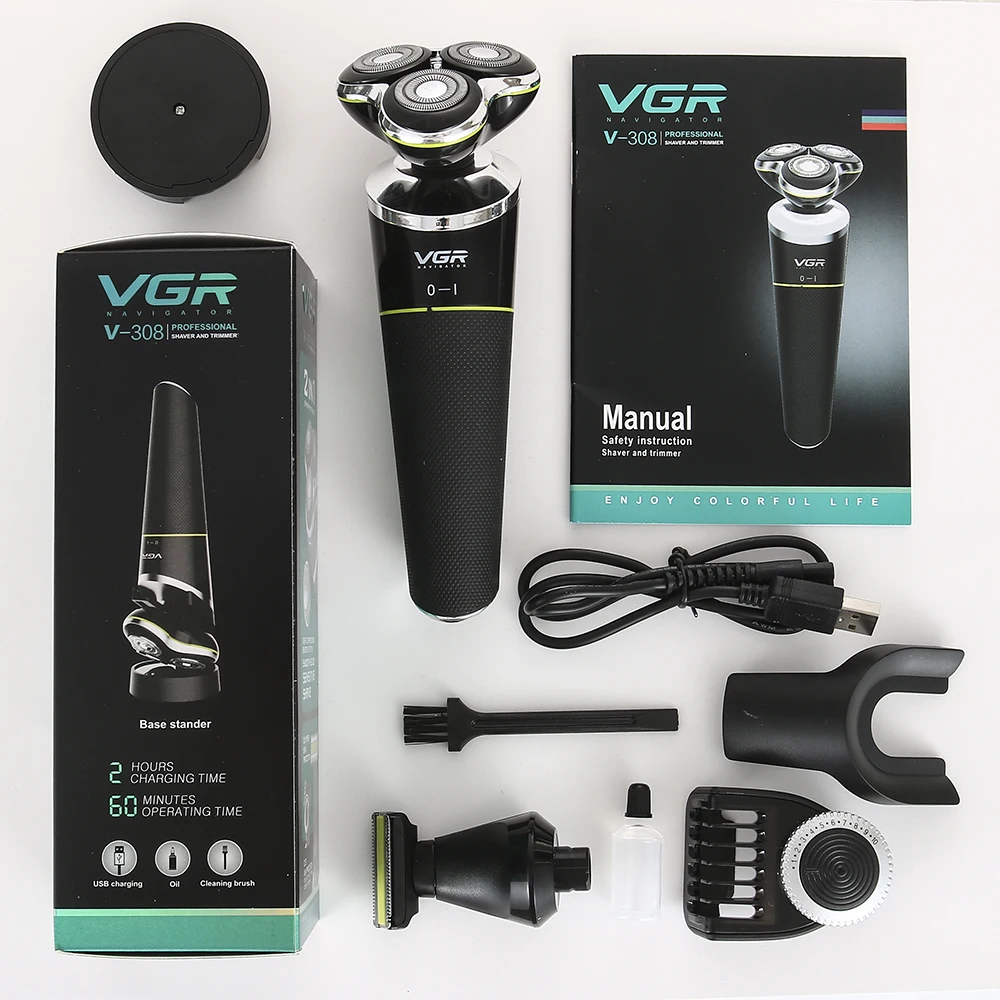 VGR V 308 электробритва с тройным плавающим лезвием влажные головки двойного
