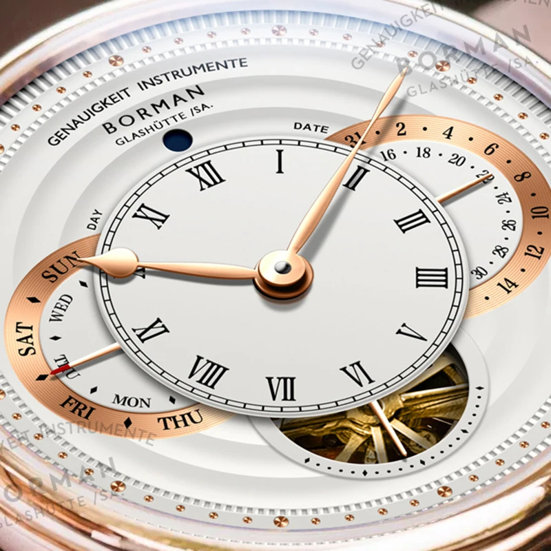 Часы наручные мужские автоматические роскошные деловые механические с кожаным