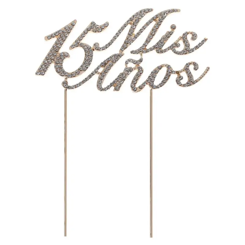 

Sparkling Number 15 Mis Anos Letters Cake Topper Rhinestone Alloy Cupcake Picks Birthday Party Decoration Supplies