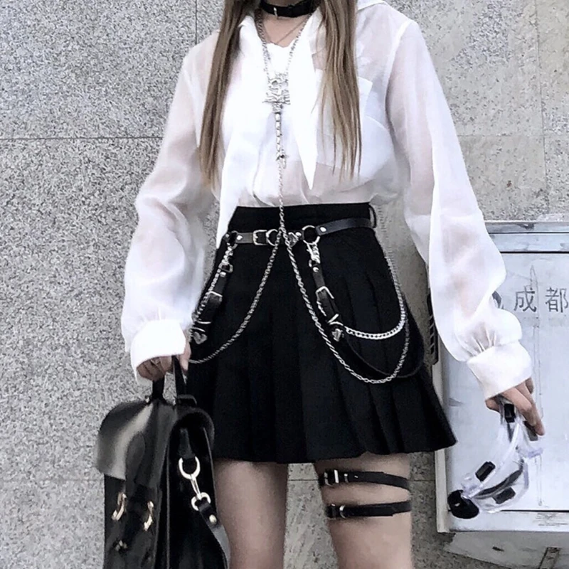 

Women Gothic Hiphop Belt Adjustable Disco Dancing Leather Belts Punk Style Jk Waist Strap Gitl Dress Body Waist Chain