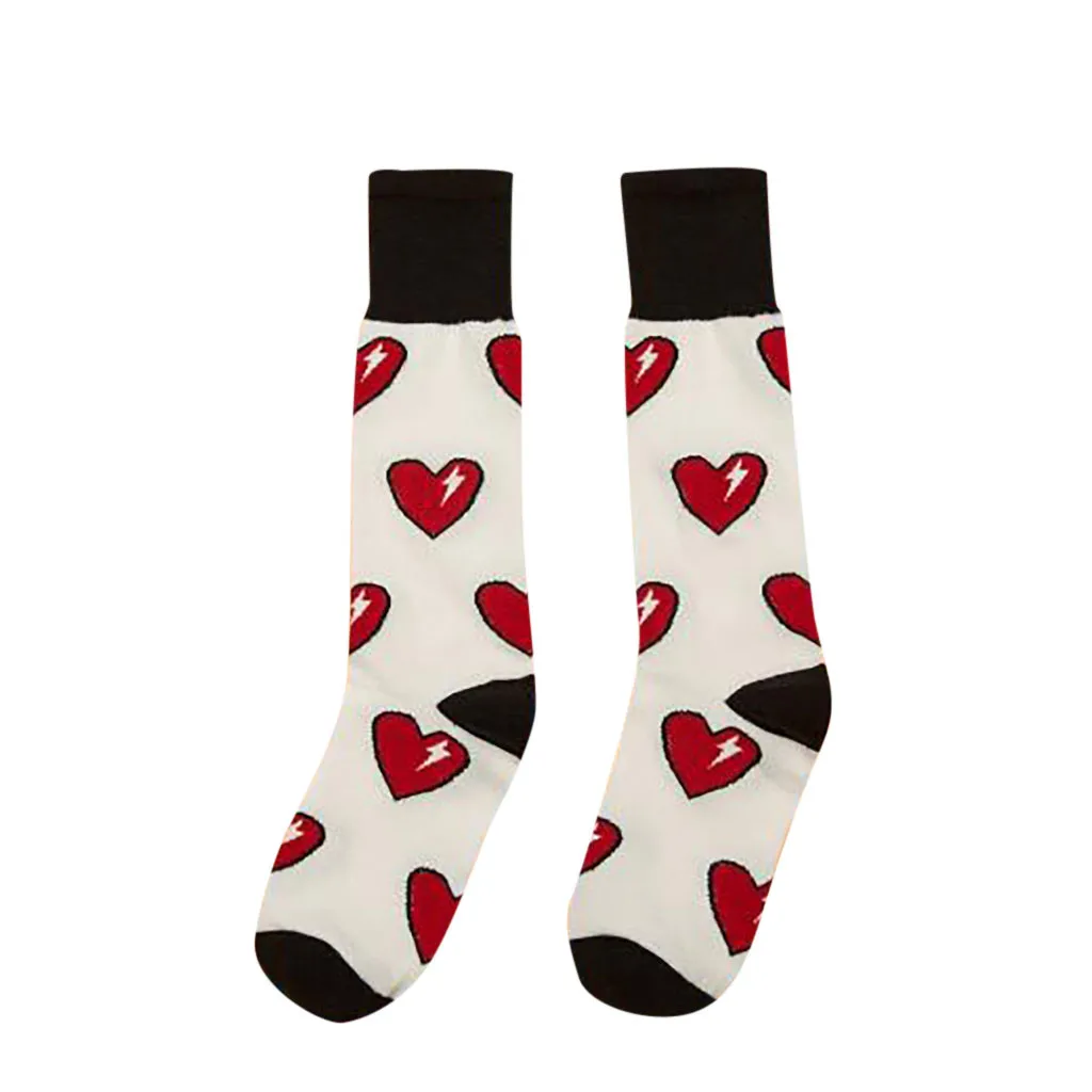 Модные хлопковые уличные носки без пятки с принтом в виде сердечек для женщин и