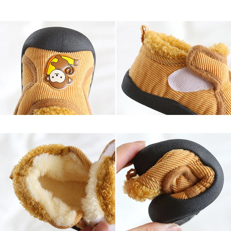 

CSBL Baby Warm Plush Boots Children Outdoor Shoes Girls Snow Boots Winter Infant Toddler Boots Soft Bottom Cartoon Kids
