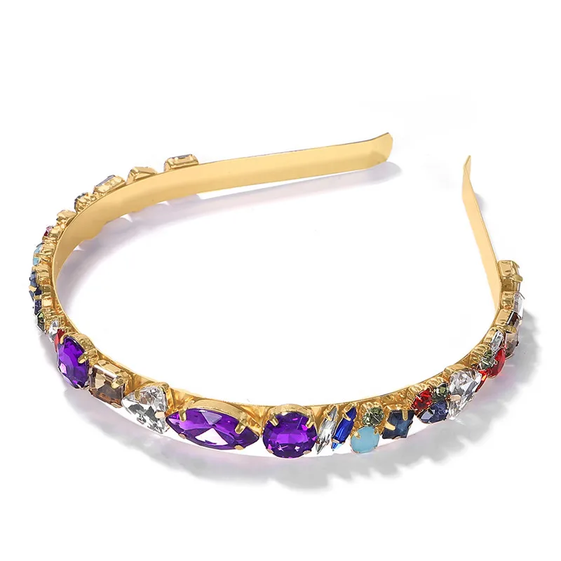 Dvacaman ZA жесткие Bejeweled повязки на голову для девочек красочные Кристальные бусины повязка на голову для женщин Свадебная вечеринка Аксессуары для волос