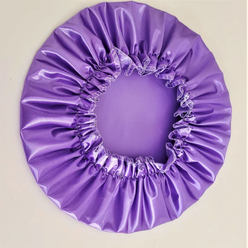 

New Silk Ladies Waterproof Double-layer Shower Cap Shampoo Hair Care Super Soft Fabric Bath And Dry Hair Oil-proof Shower Cap