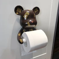 creative light luxury violence bear roll paper tube kitchen bathroom wall hanging non perforated multi functional towel rack