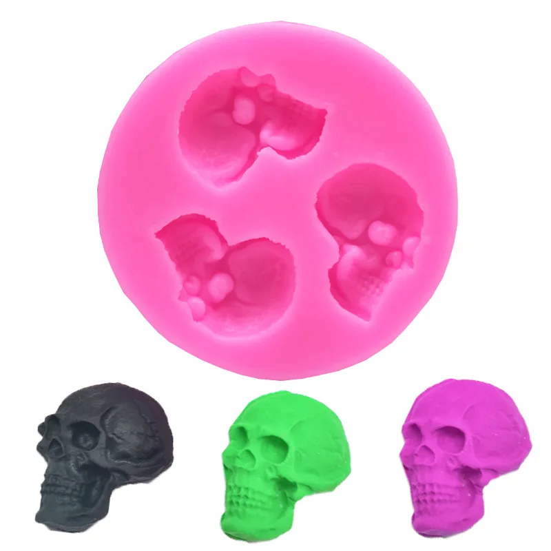

New arrival 3D Skeleton Head Skull Silicone DIY Chocolate Candy Molds Party Cake Decoration Mold Pastry Baking Decoration Tools