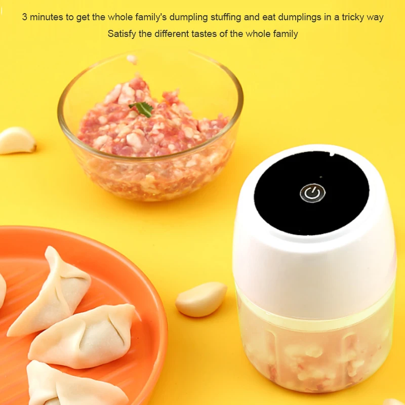 

Electric Garlic Chopper USB Rechargeable Food Processing Meat Grinder Mini Garlic Chili Sharp Blade Processor