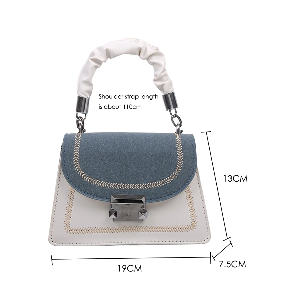 

Women Hit Color Totes PU Shoulder Bags Pleated Handle Ladies Fashion Shoulder Messenger Bag Female Crossbody Handbags