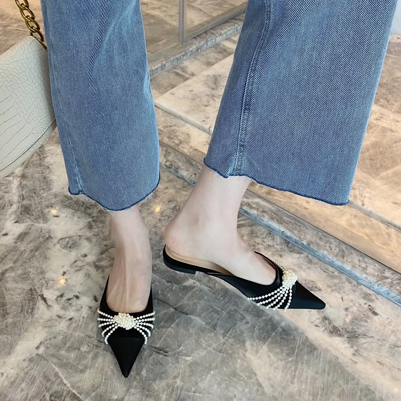 

Slippers Female Women Shoes Flats Woman Sandals Slides Ladies Mules Shoes Pearl Fashion Lady Outside Slippers For Women