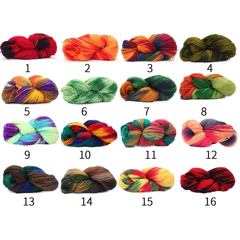 

54g Rainbow Yarn for Knitting Chunky Hand-Woven Colorful Knitting Scores 100% Wool Yarn Crochet Thread 16Colors