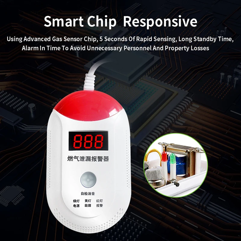 Household Digital Display Gas Alarm Wifi Smart Kitchen Leak Detector 1 Pc | Безопасность и защита