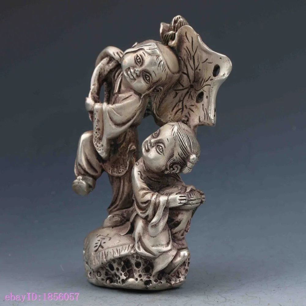 Plata китайская семья армониа estatua Miao plata Талла Мано нинининас и Лотос металлические