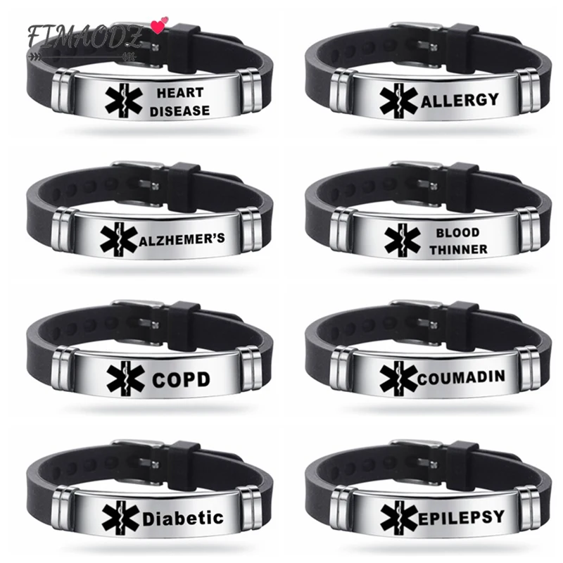 Силиконовый браслет FIMAODZ мужской регулируемый из нержавеющей стали с