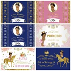 Фон для фотосъемки новорожденных с золотым единорогом короной и Луной