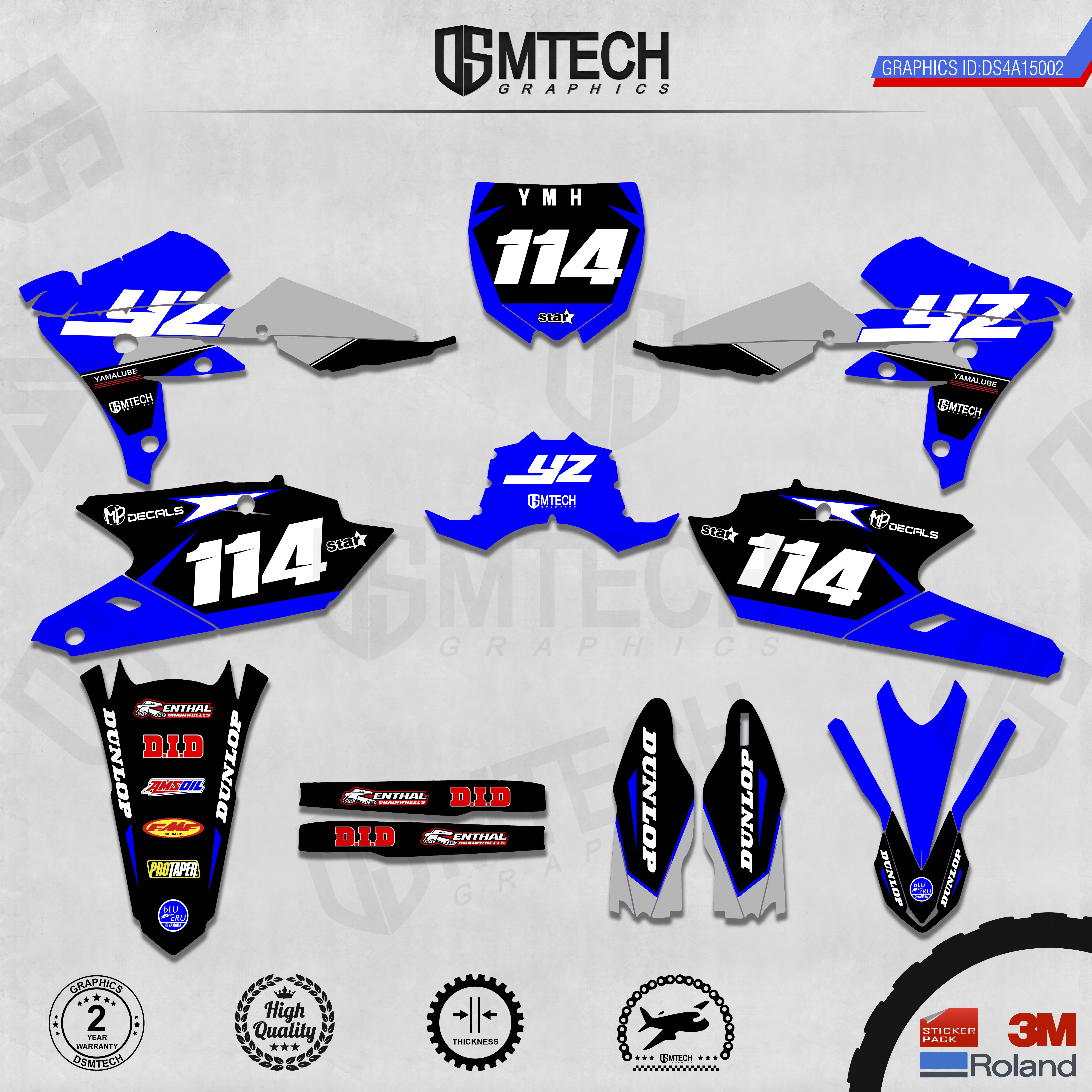 DSMTECH Customized Team Graphics Backgrounds Decals 3M Custom Stickers For 2016-2018 WR450F 2015-2018 YZ450FX  002