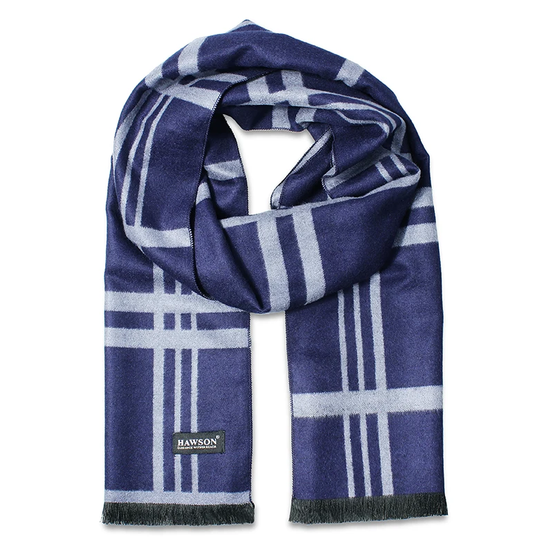 Blue and Gray Мужские шарфы HAWSON, мягкий и роскошный зимний шарф на шею, головные повязки для путешествий - Цвет: Blue and Gray
