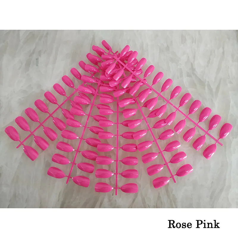 5 X Rose Pink Смешанные 18 цветов полное покрытие поддельные ногти короткие остроконечные накладные ногти шпильки миндалевидные ногти яркие цвета дизайн ногтей - Цвет: 5 X Rose Pink