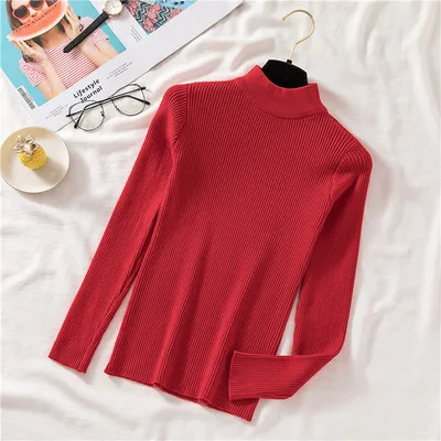 Red Duckwaver Толстая Водолазка Теплый женский свитер осень зима вязаный Femme Pull высокая эластичность мягкие женские пуловеры свитер - Color: Red