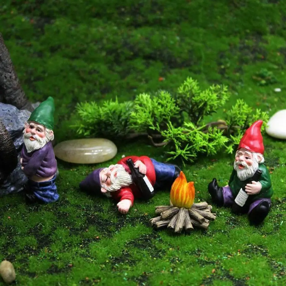 

Mini Resin Figurine Peeing Drunk Gnomes Fairy Elf Garden Statue Moss Bonsai Garden Micro Landscape Ornament Patio Decoration