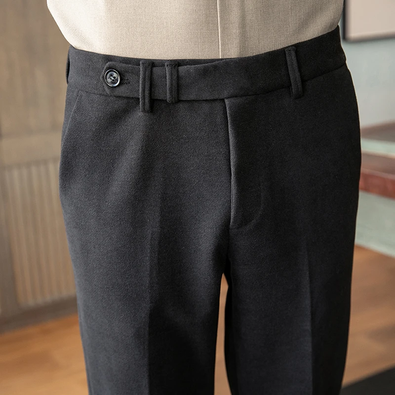 

autumn Woolen 2021 men business dress pants casual slim fit wedding suit pant Office social trousers pantalon homme classique
