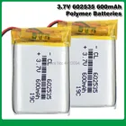 3,7 v 600mah 602535 062535 литий-ионный полимерный литий-ионный аккумулятор для DVR GPS MP4 тахограф bluetooth наушники батарея