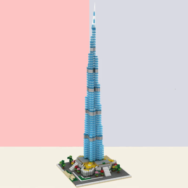 YZ 053 мировая архитектура Дубай Burj Khalifa башня дерево цветок мини алмазные блоки