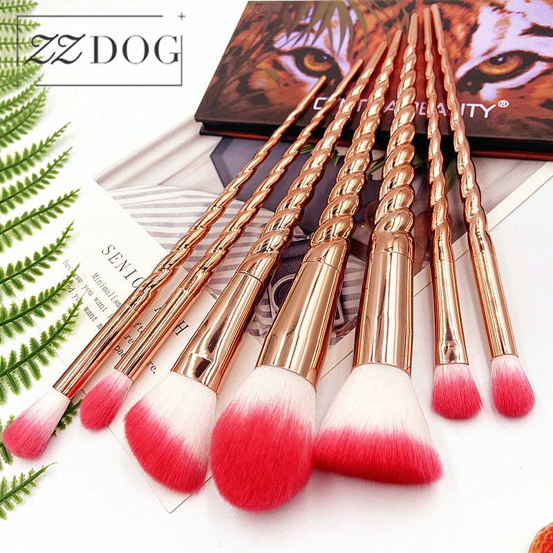 ZZDOG 7 шт. набор кистей для макияжа Профессиональные Тени век порошок тональный