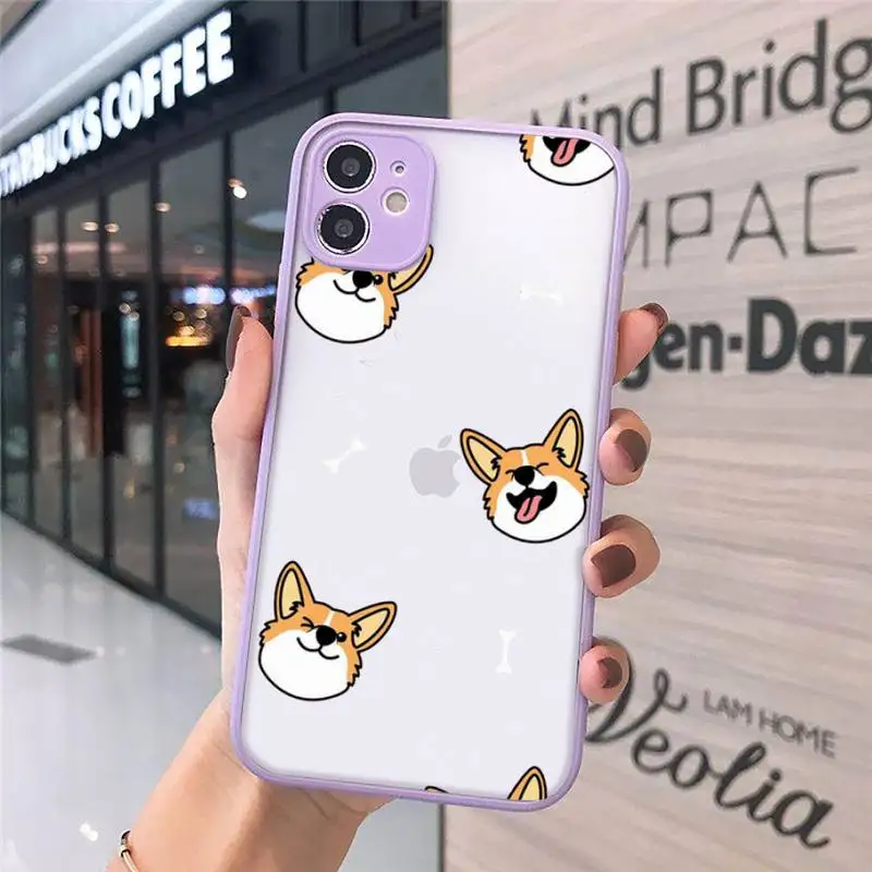 

Corgi Phone Case purple matte transparent For iPhone 7 8 x xs xr 11 12 pro plus max mini Clear Funda