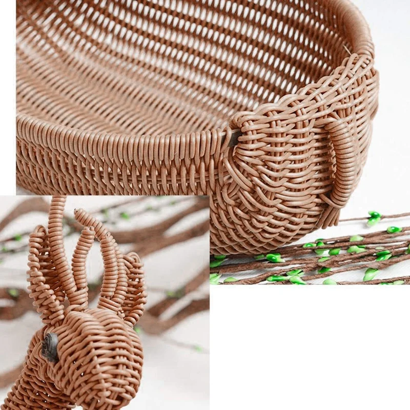 HOT-Rattan Woven Fruit Basket Imitation Deer Bread Bowls Tray Vegetable Snack Novelty Animal Shaped Ancient | Дом и сад